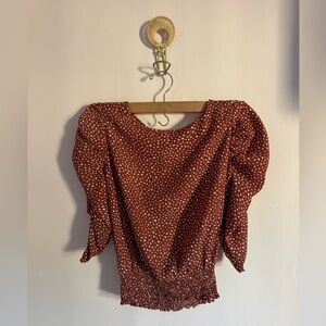Paper Crane Rust Polka Dot Blouse